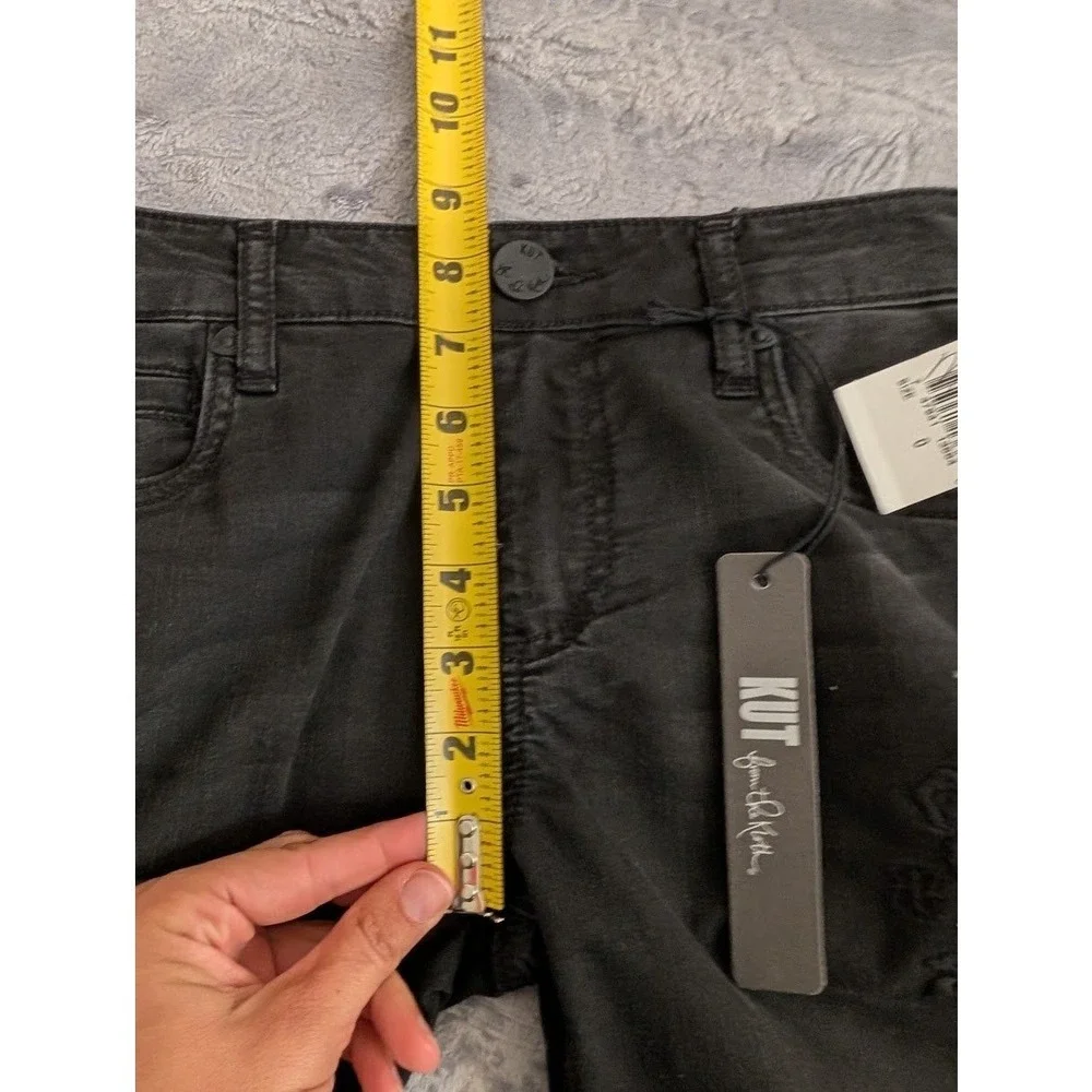 Kut‎ From The Kloth Diana Embroidered Mid Rise Skinny Jeans Black Size 0 NEW